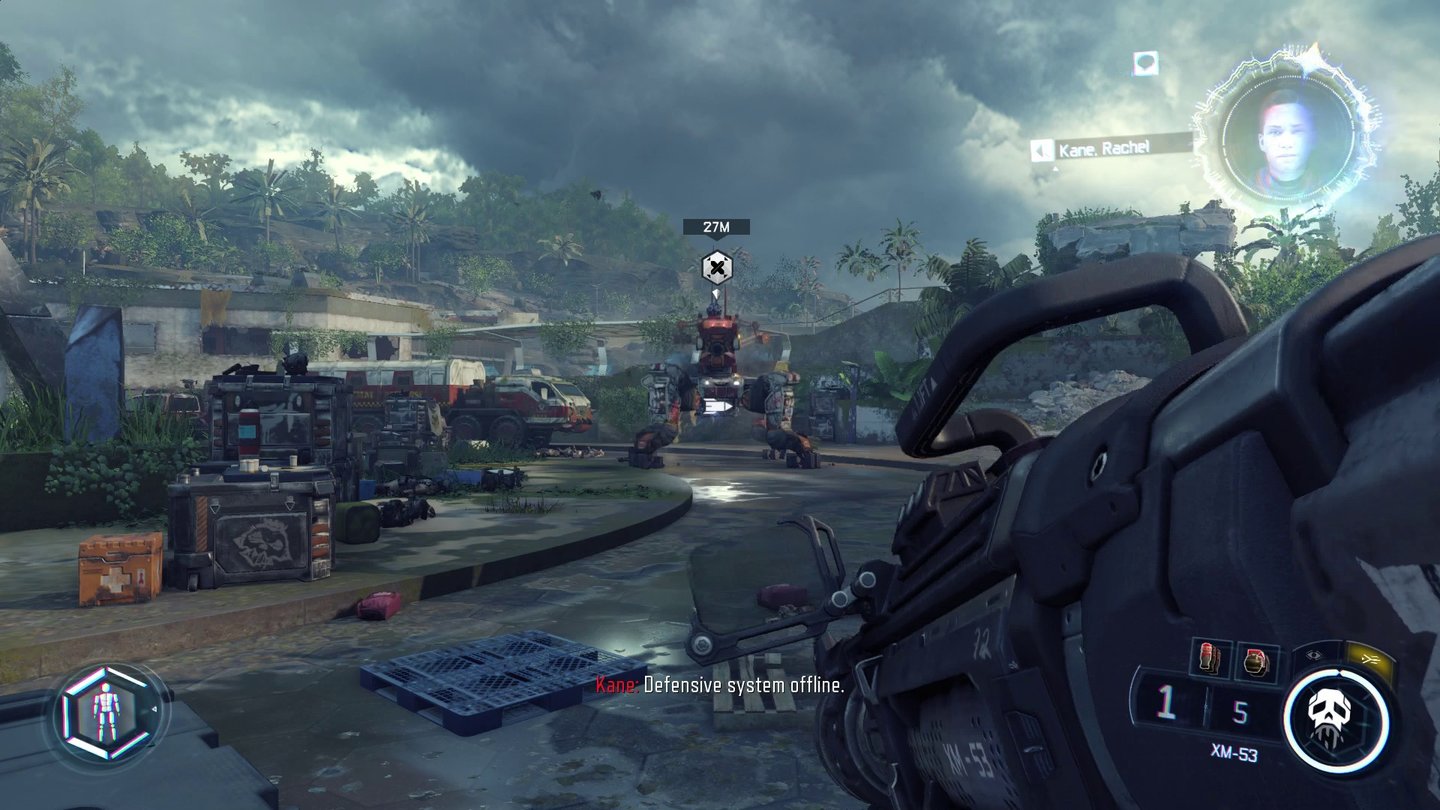 Call of Duty: Black Ops 3Hin und wieder stoßen wir auf größere Kampfmaschinen, die wir nur mit dem Raketenwerfer bezwingen können.