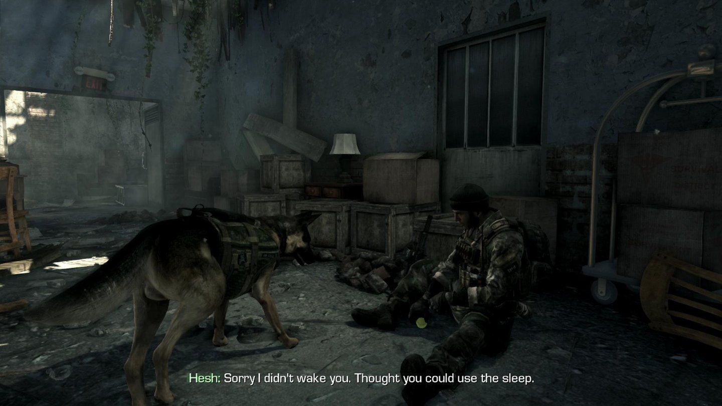 Call of Duty: Ghosts - PS4-ScreenshotsRiley heißt unser treuer Schäferhund-Begleiter. Kurz steuern wir ihn über seine Schulterkamera auch direkt, meist hetzen wir ihn aber auf Kommando auf unserer Gegner.