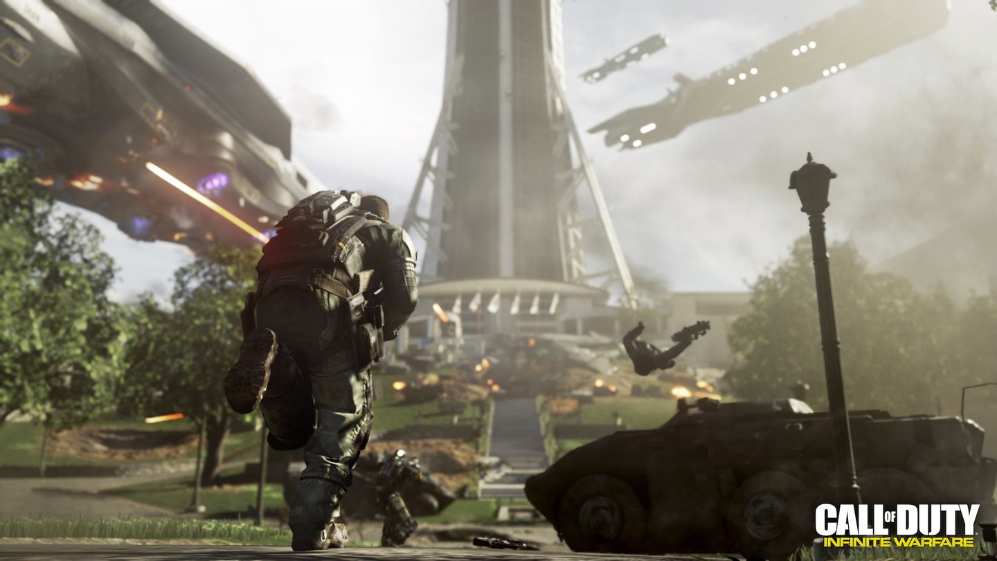 Call of Duty: Infinite WarfareDas Spiel startet mit einem Angriff der Settlement Defense Front auf Genf in der Schweiz.