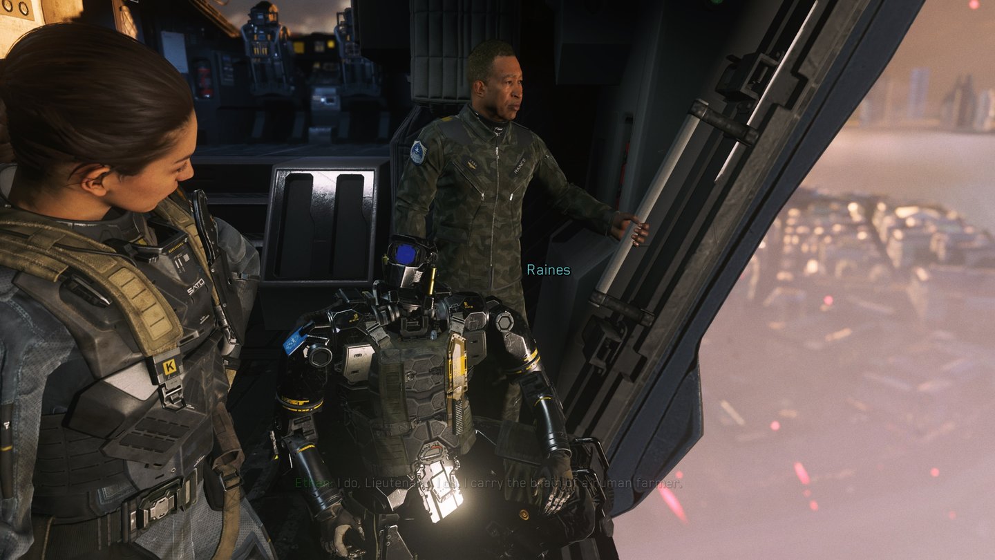 Call of Duty: Infinite WarfareVon links nach rechts: Kollegin Salt(er), der Roboter Ethan und unser Boss Raines.