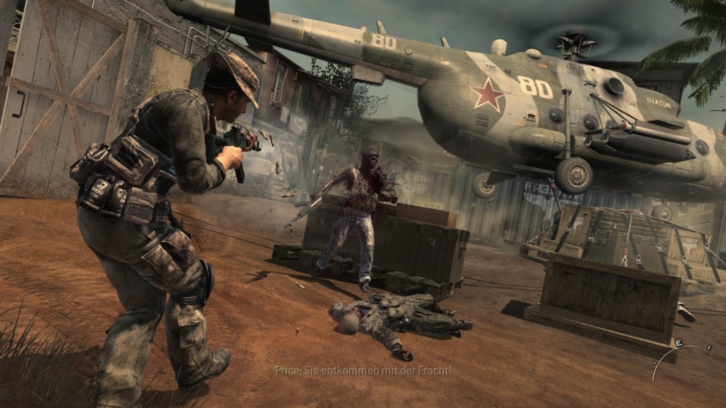 Call of Duty: Modern Warfare 3 - PC-Screenshots (Solo-Kampagne)Am Ende einiger Missionen versagen wir, weil es das Spiel so will. Hier verduftet gerade ein Helikopter mit tödlicher Fracht und wir können's nicht verhindern.