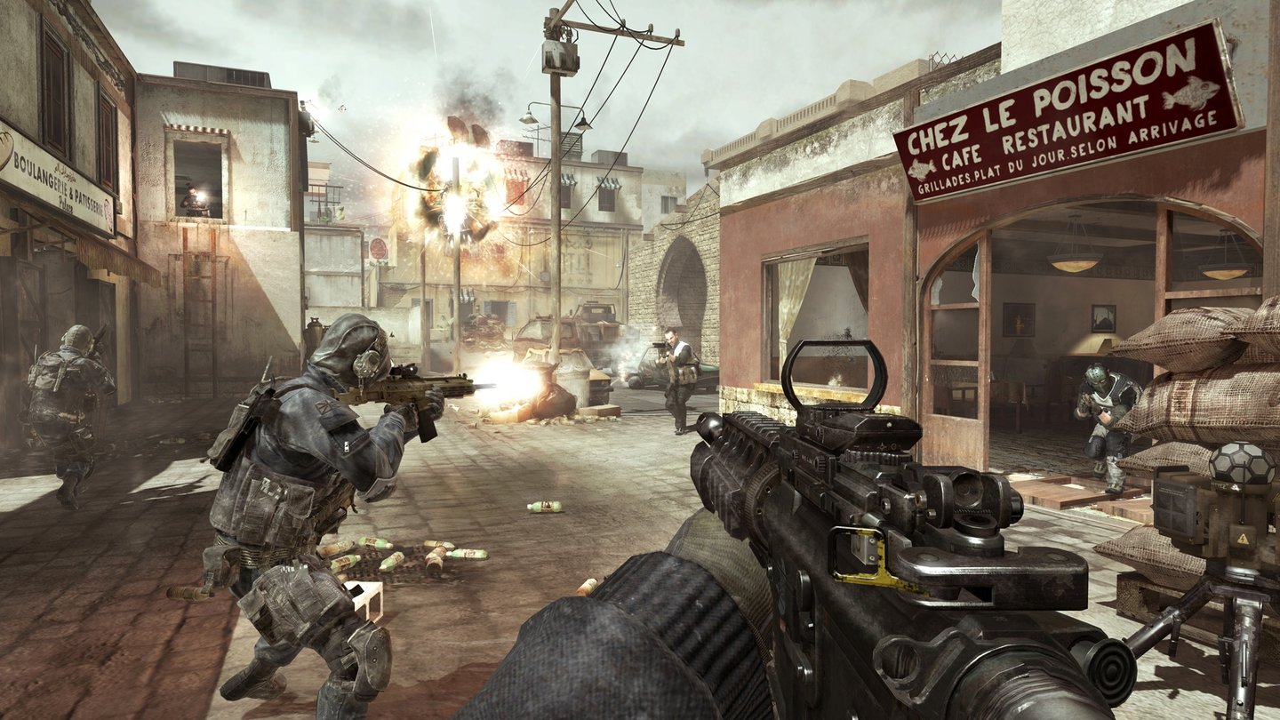 Call of Duty: Modern Warfare 3Vertikales Gameplay soll in MW3 reduziert werden, trotzdem wird es höher gelegende und vorteilhafte Postionen auf den Karten geben.