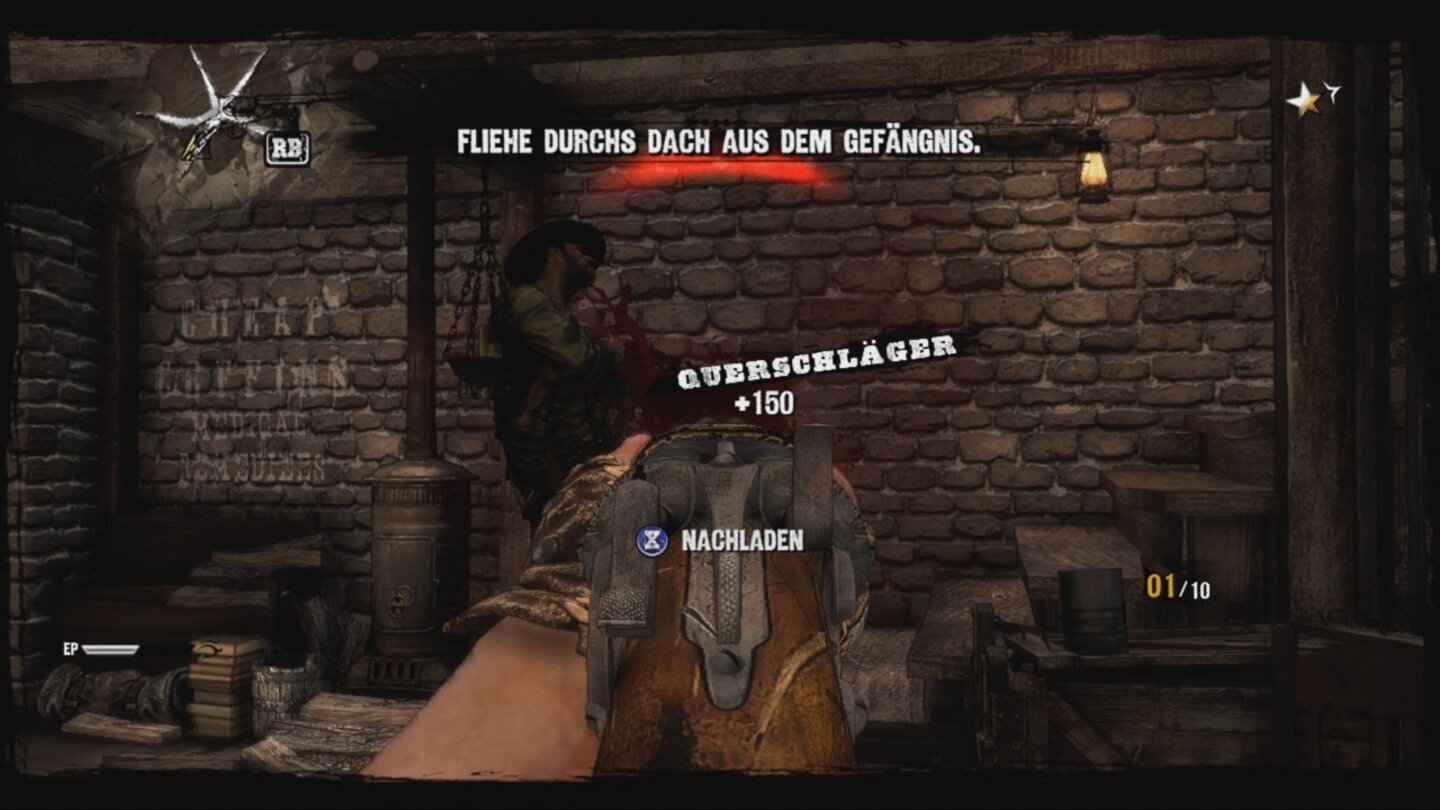 Call of Juarez: Gunslingern engen Räumen oder auf kurze Distanz kommt uns die Schrotflinte natürlich gerade recht.