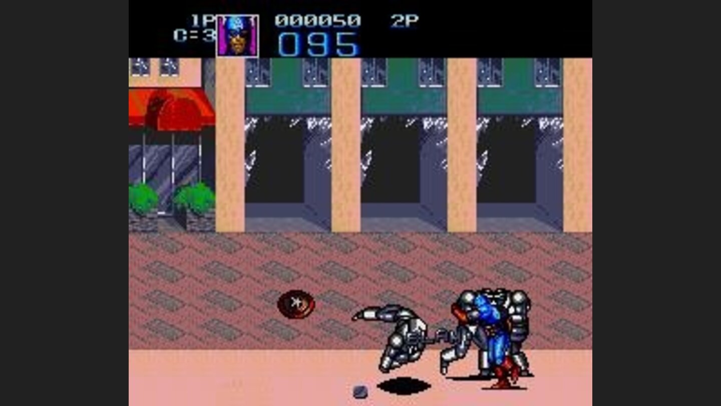 Captain America throwing his magic shield