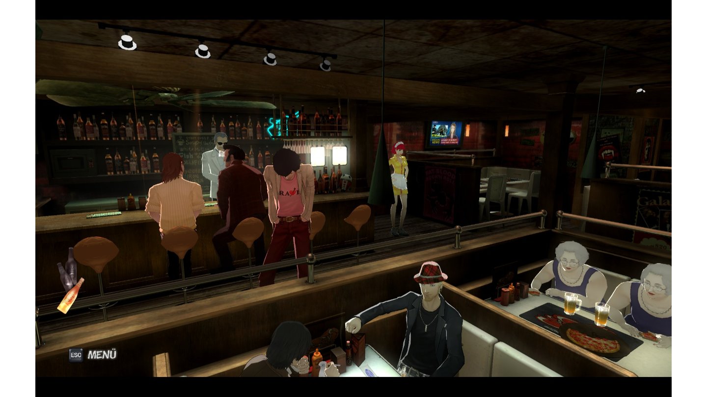 Zwischen den Alptraum-Phasen interagiert man in der Bar mit Besuchern. Und tauscht sich per Instant Messanger mit Catherine und Katherine aus.