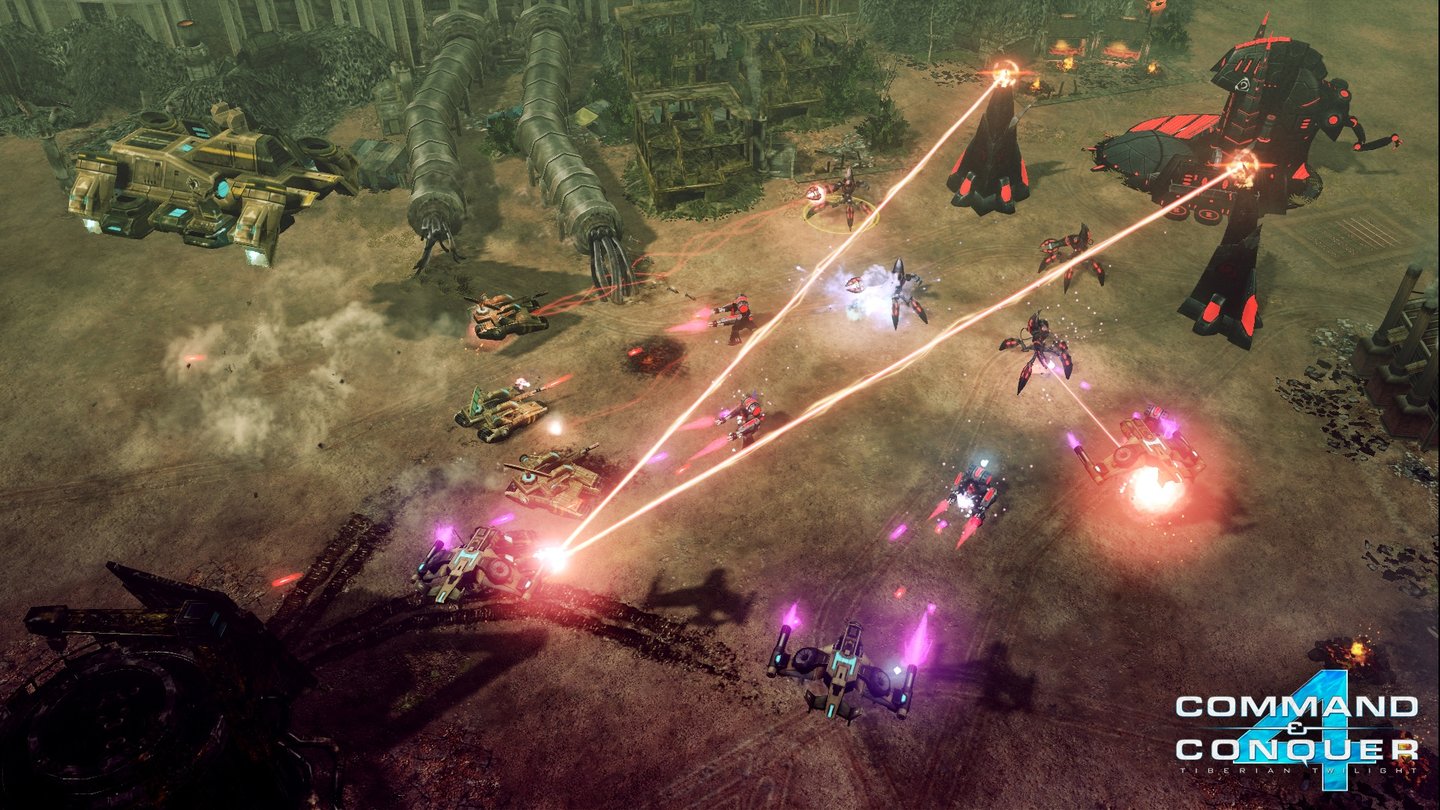 Command & Conquer 4: Tiberian TwilightBlitzende Laser, zischende Raketen: Die Effekte von C&C 4 können sich sehen lassen.