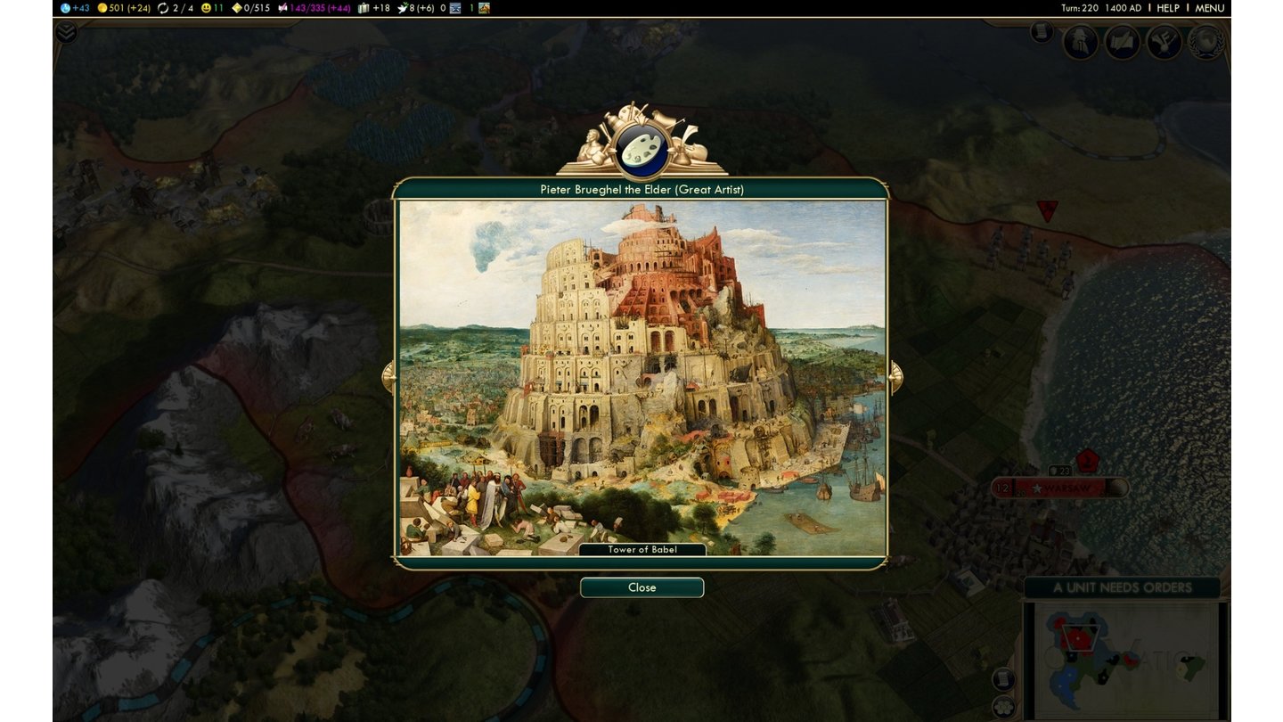 Civilization 5: Brave New WorldGroße Kunstwerke können Sie nur ausstellen, wenn Ihre Städte passende Slots dafür aufweisen.