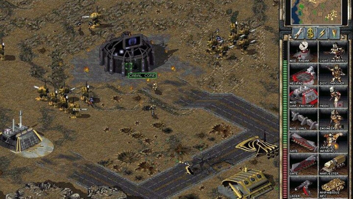 Command & Conquer: Operation Tiberian Sun - Feuersturm (2000)Wie schon bei den Vorgänger-Spielen gab es auch zu Tiberian Sun eine Missions-CD. Das Addon Feuersturm brachte anders als früher allerdings neue, zusammenhängende Kampagnen für Nod und GDI. Darin versucht die durchgedrehte Nod-KI Cabal die Menschheit in Cyborgs zu verwandeln. Nod und GDI müssen sich verbünden um Cabal zu zerstören. Dazu können die Fraktionen auf neue Einheiten zurückgreifen, wie die Artillerie-Mechs, müssen sich aber auch neuen Feindeinheiten von Cabal stellen.