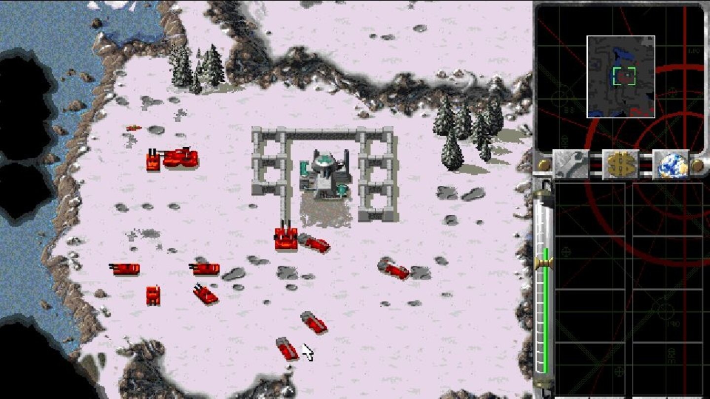 Command & Conquer: Alarmstufe Rot - Gegenangriff (1997)Zu Alarmstufe Rot gab es gleich zwei Addons. Das erste trägt den Namen Gegenangriff und liefert neue Missionen auf Seiten der Russen unter dem Kommando von General Topolov. Neue Einheiten liefert dieses erste Addon allerdings nicht, dafür gibt es erneut eine versteckte Bonus-Kampagne. Diesmal geht es allerdings nicht gegen Dinos sondern gegen Riesenameisen in den Kampf.