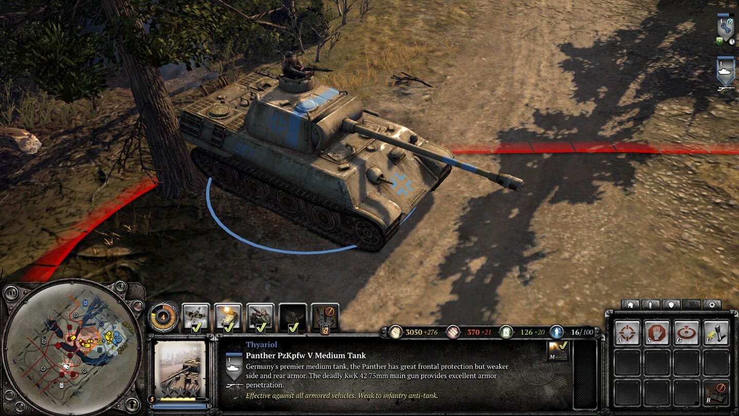Company of Heroes 2 - MultiplayerDer deutsche Panther ist dem teuren russischen Doktrinpanzer IS-2 meilenweit überlegen.