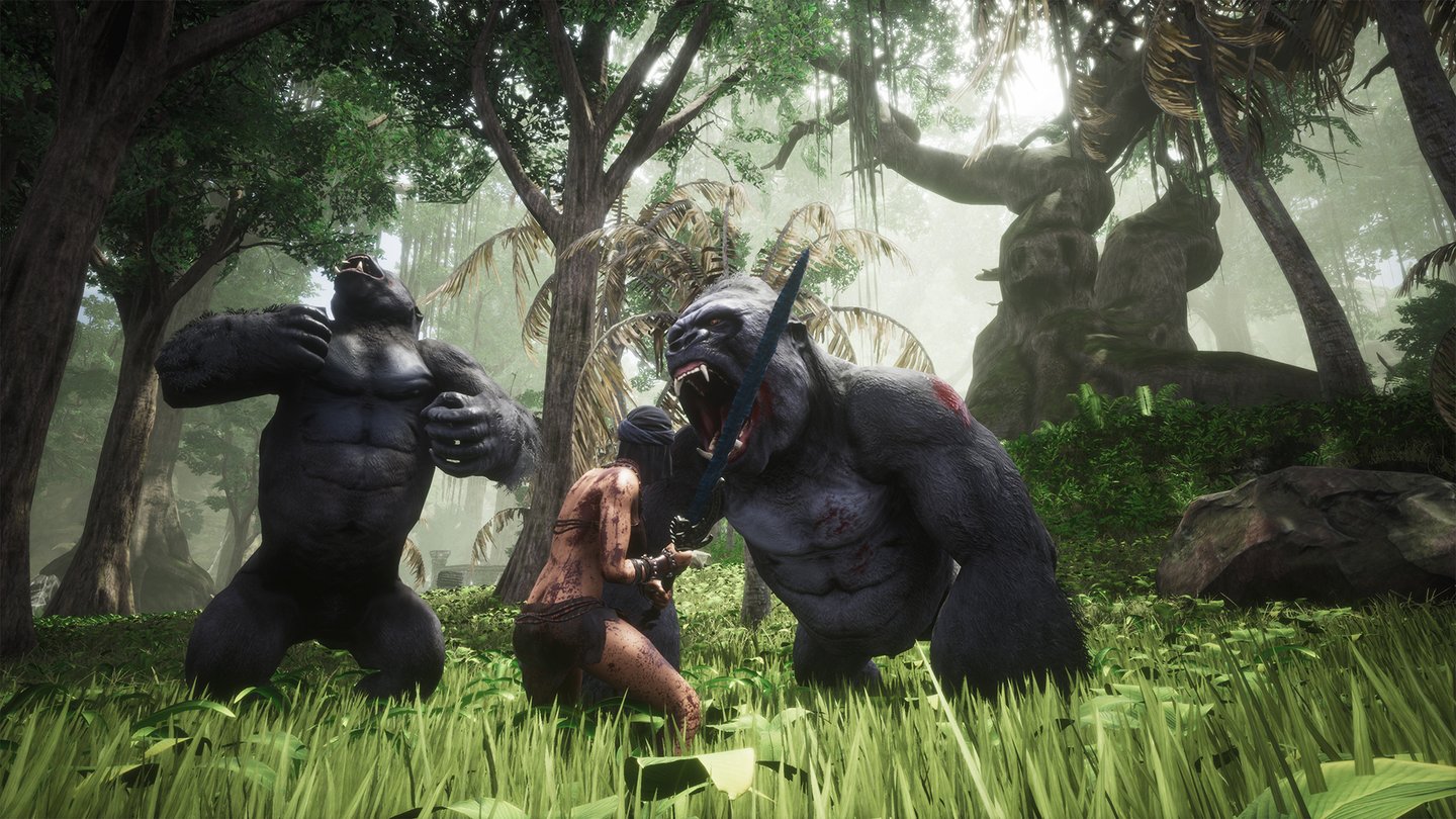 Conan ExilesDiese wütenden Gorillas gehören zu den neuen Gegnertypen.