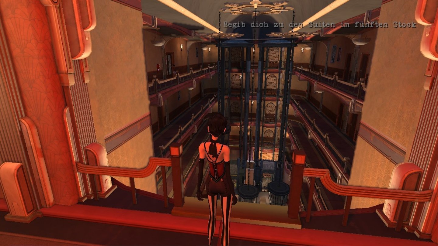 ContrastDer Aufzug ist kaputt! Dawn muss den fünften Stock des Treppenhauses erreichen, indem sie über die Schatten an der Wand huscht.
