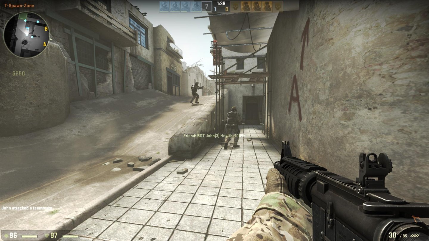 Counter-Strike: Global Offensive (CS:GO) - Screenshots aus der Beta (PC)Auf Dust2 hat sich bis auf einige Details wie hier dem Baugerüst nichts am Grundlayout der Karte geändert.