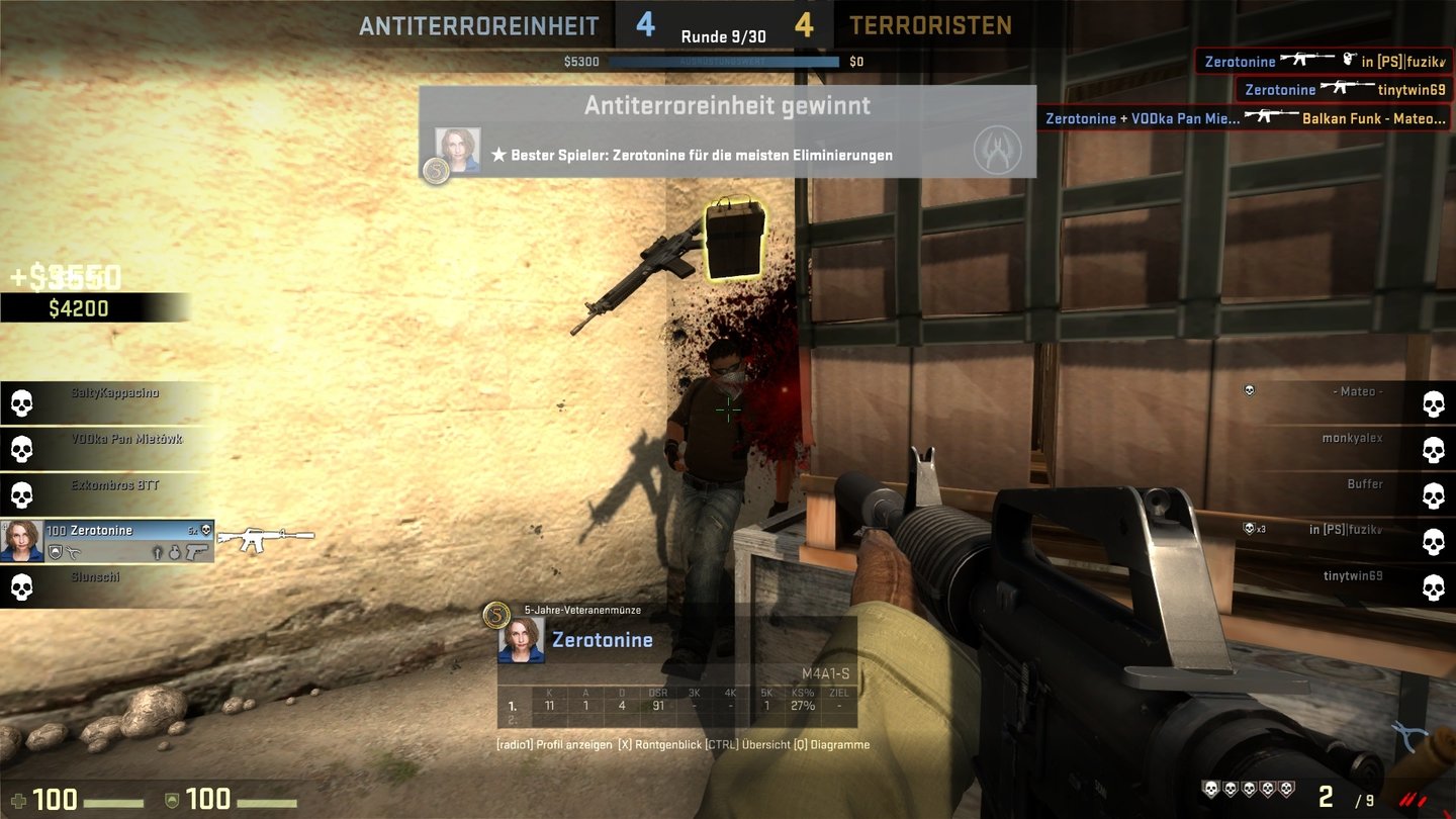 Counter-Strike: Global OffensiveGute Runde: Wir haben alle aus dem gegnerischen Team erwischt, ein Ace!