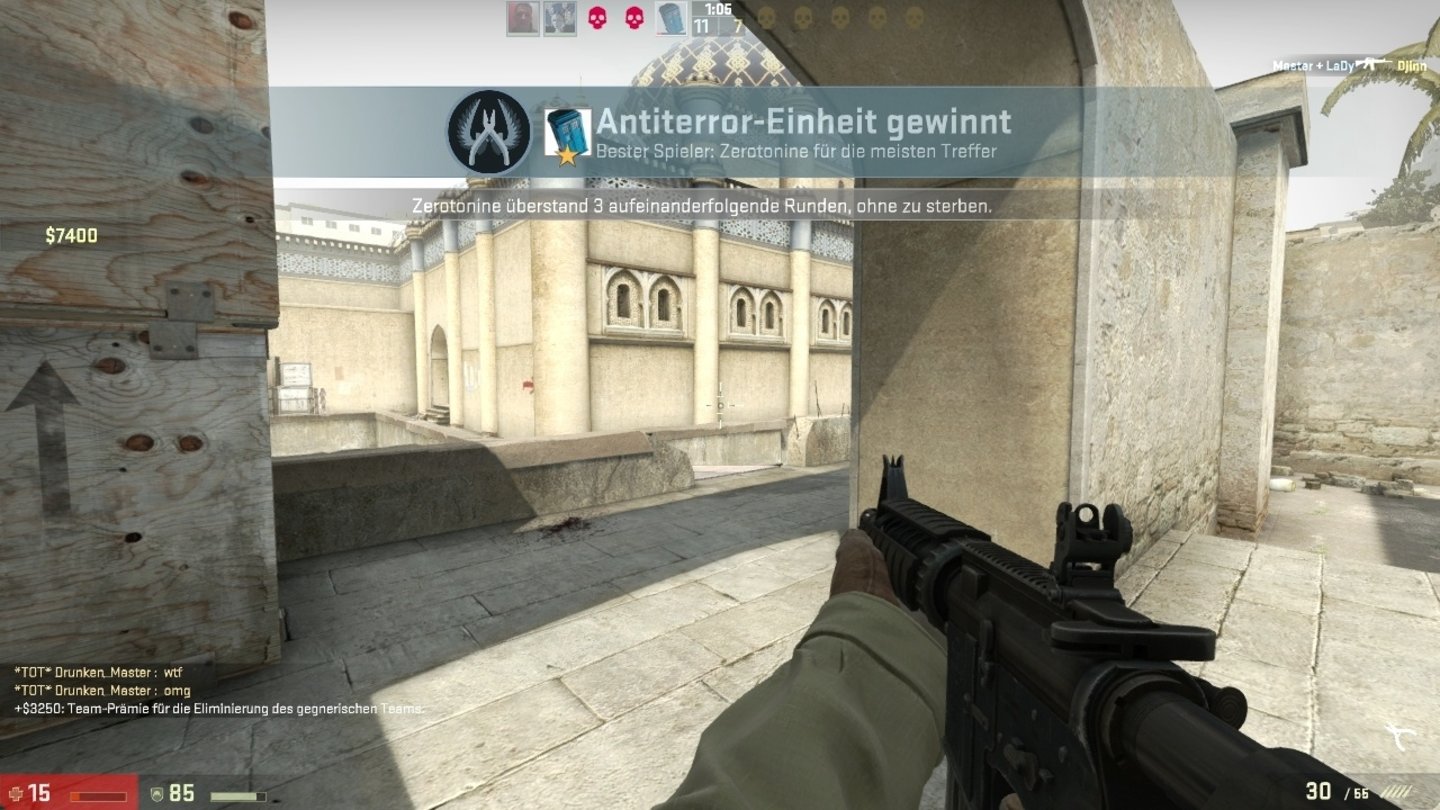 Counter-Strike: Global Offensive (Xbox 360)Am Ende einer Runde wird der beste Spieler gesondert vorgehoben.