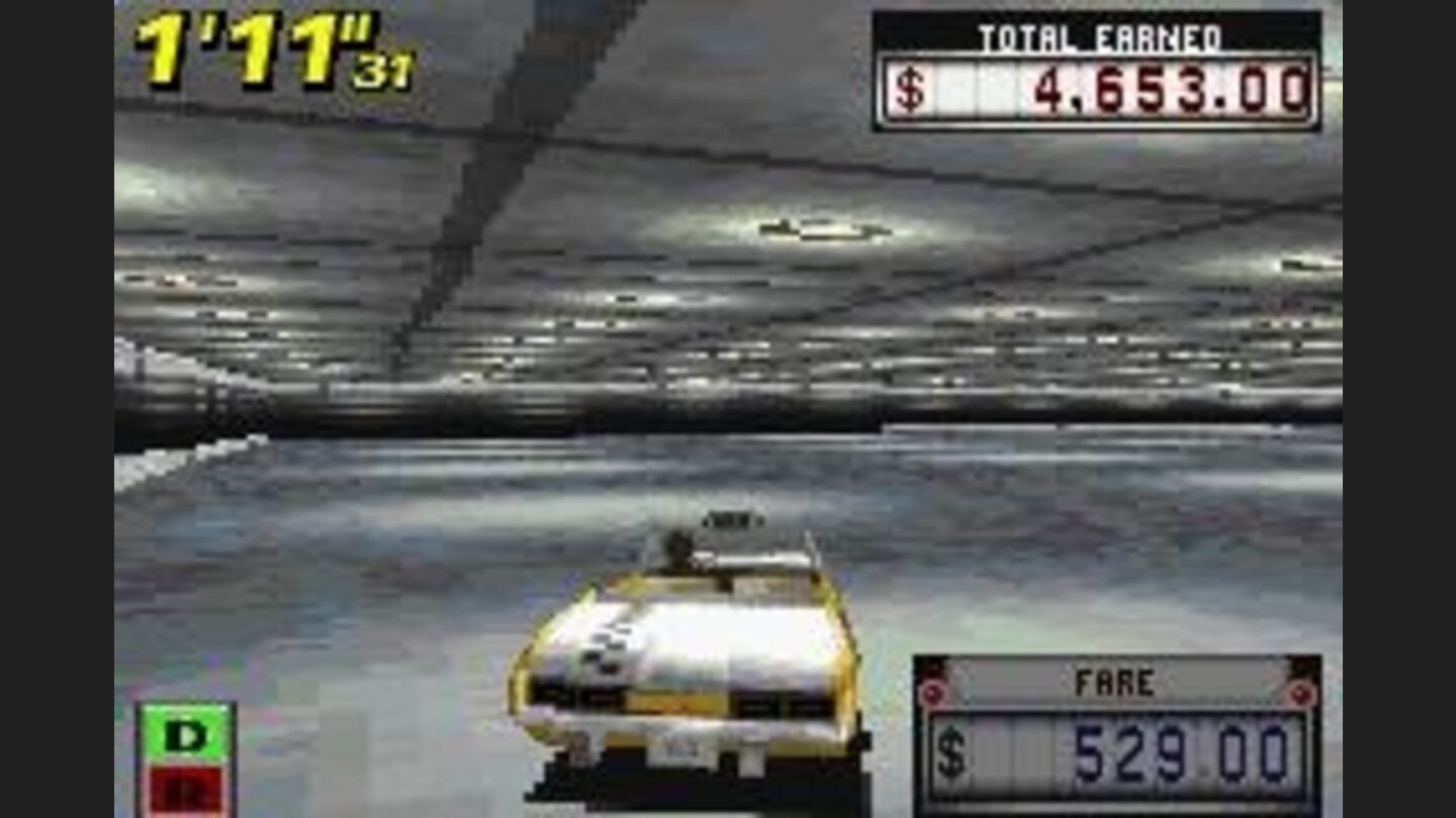 Driving in an extensive and empty parking.