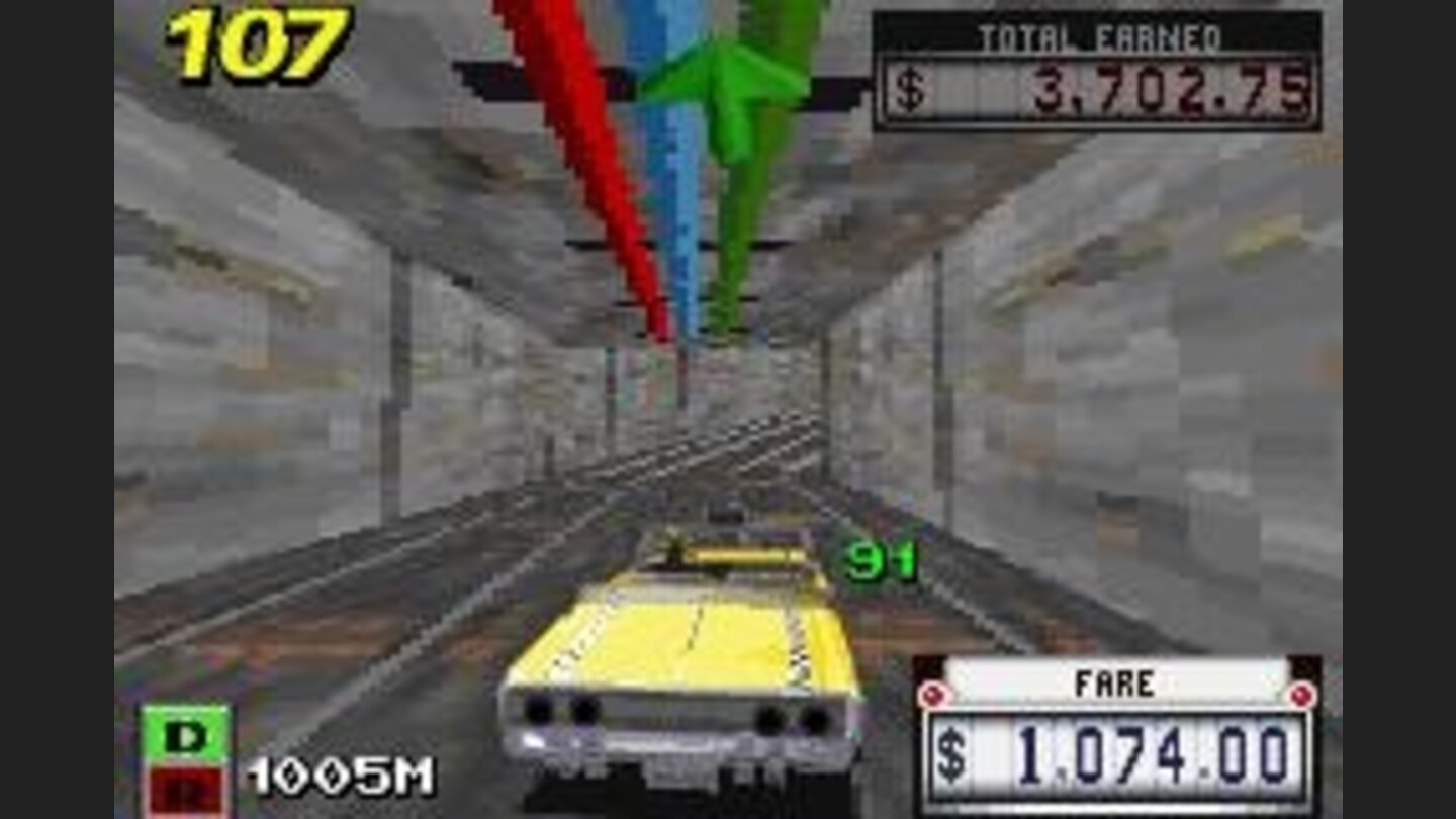 Through a vast railway, you try to find the correct exit, but... Follow the arrow, cabbie! ;-(