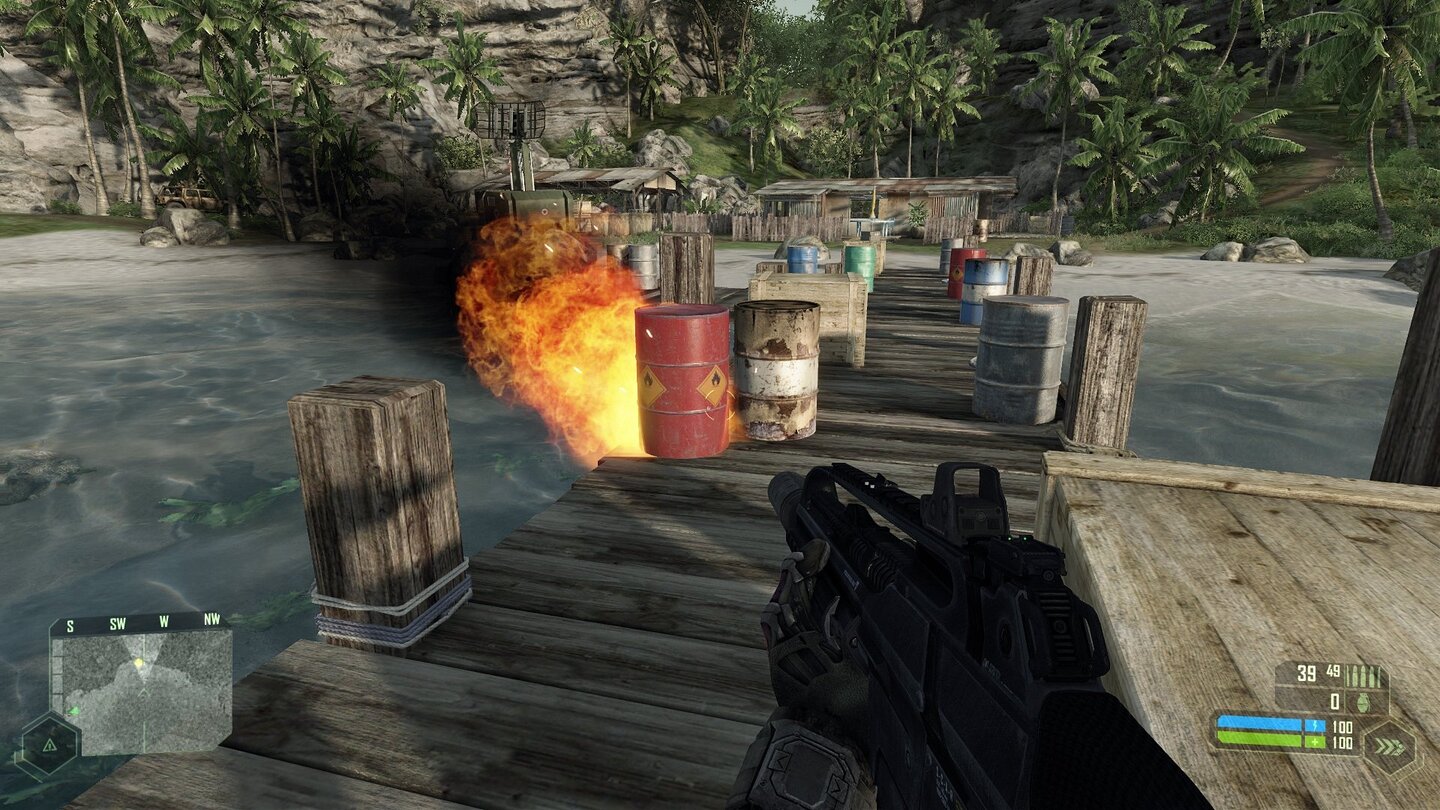 Crysis Vergleich PC vs Xbox - Explosion Fass PC