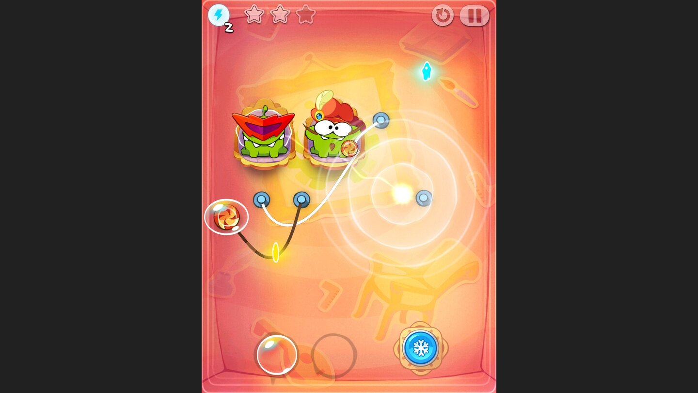 Cut the Rope: Time TravelDie (seltenen) Superkräfte machen jeden noch so schweren Level zum Kinderspiel.