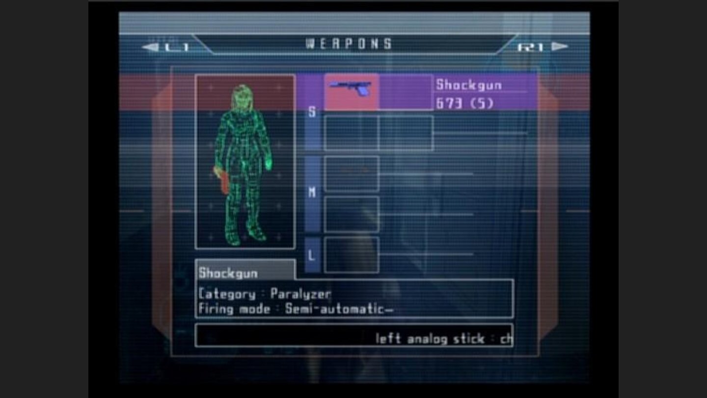 Ingame options screen lets you browse your weapons, items, game options and such