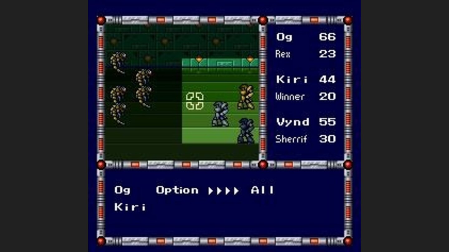 A battle in a green dungeon