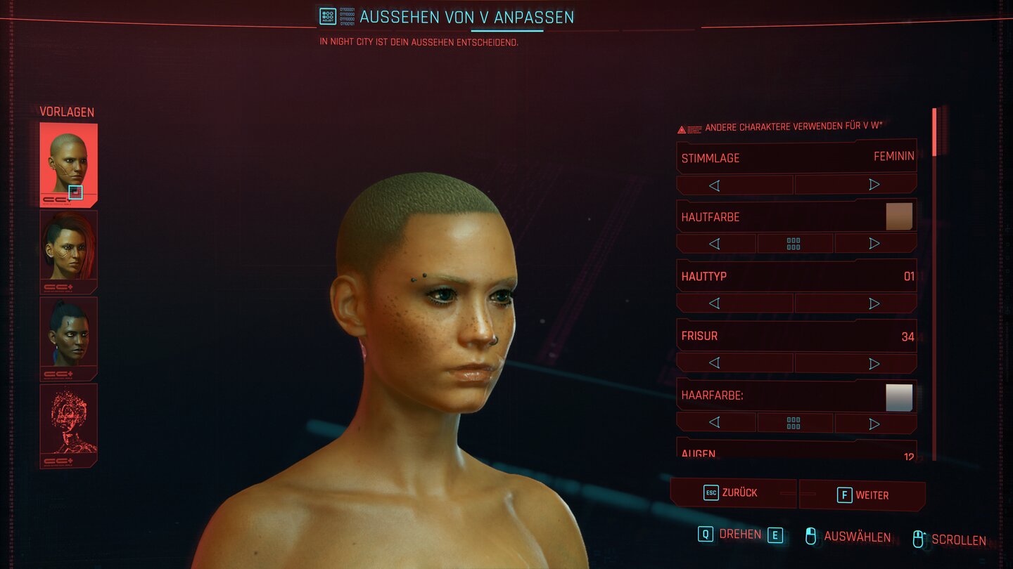 Cyberpunk 2077 - Charakter-Editor