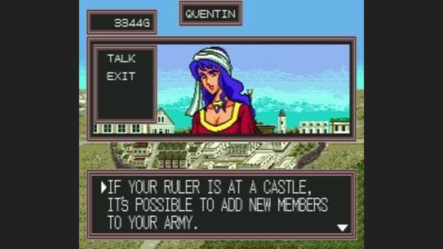 At the townsquare talking to a citizen.