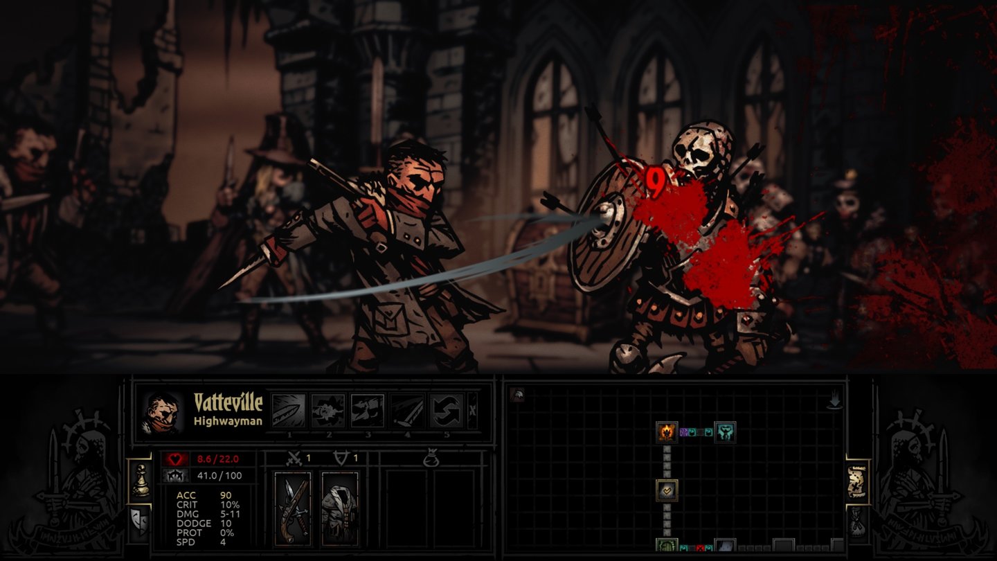Darkest Dungeon - Early-Access-ScreenshotsDie Darstellung der Rundenkämpfe erinnert an düstere Comic-Panels.