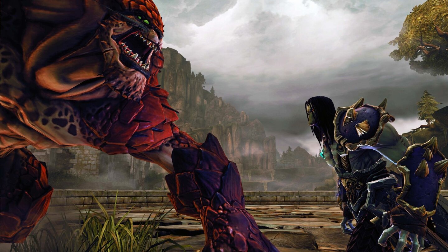 Darksiders 2Aug in Aug mit dem Feind. Auch gegen größere Gegner hat Tod dank seiner Wendigkeit viele Vorteile.