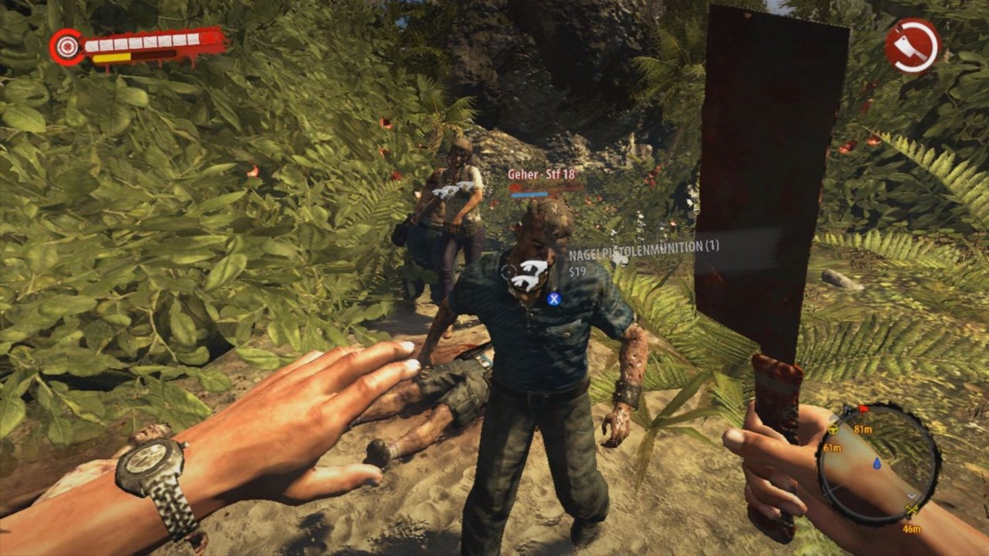 Dead Island: RiptideDas Hackebeil eignet sich vorzüglich zur Zombiebekämpfung. Die meisten Waffen im Spiel lassen sich aufrüsten.