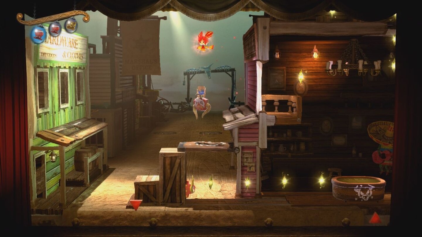 Der PuppenspielerKutaro wird zum Rammbock, wenn wir das Symbol mit dem Stierkopf irgendwo entdecken.