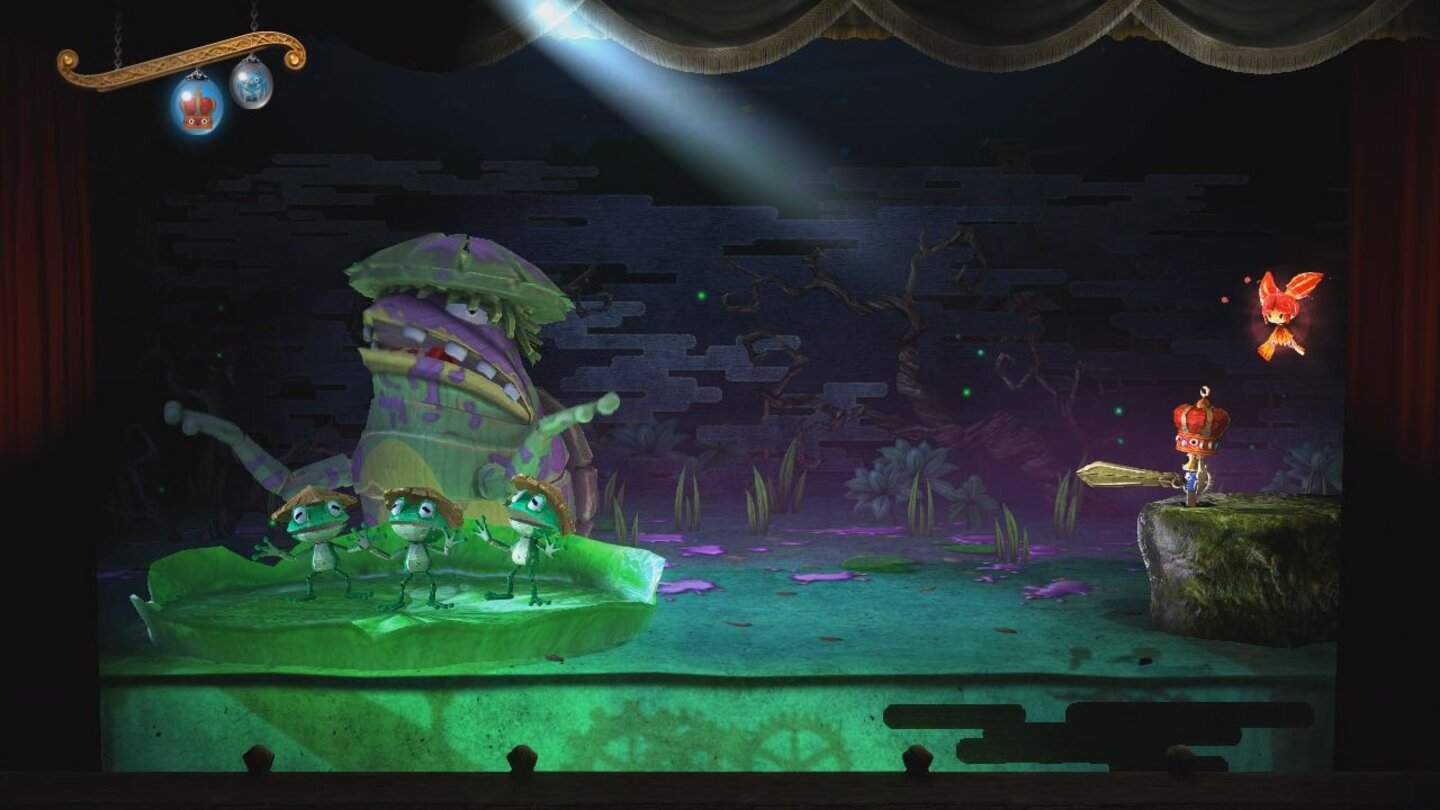 Der PuppenspielerDie Froschjungen bitten uns um Hilfe – werden aber wenige Momente später schon von der Mutter vertilgt, die mit der dunklen Magie des Bärenkönigs in Berührung gekommen ist.