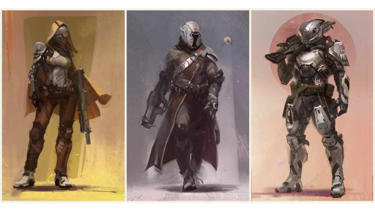 DestinyBislang hat Bungie drei Klassen bestätigt: Den Hunter, den Warlock und den Titan (v.l.n.r.).