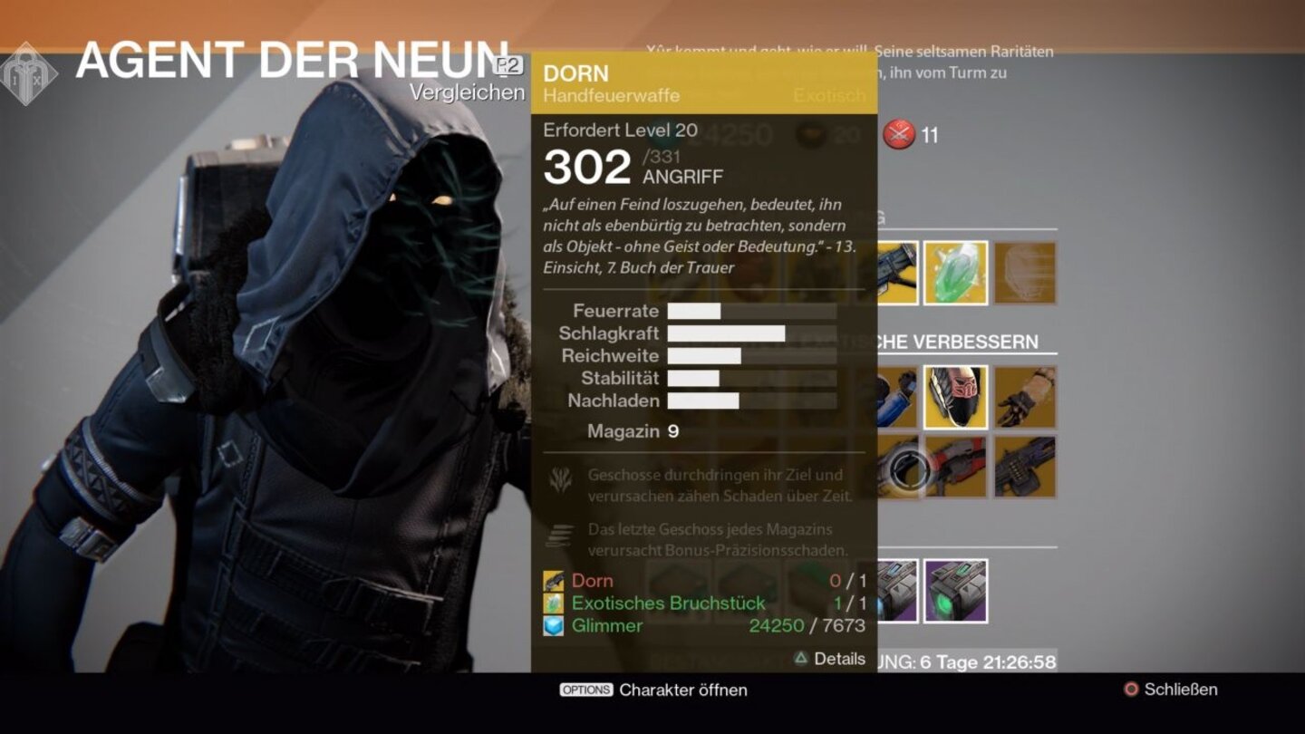Destiny: Dunkelheit lauertBei Xur werten wir alte exotische Gegenstände auf oder versorgen uns wie gewohnt mit neuen Waffen und Rüstungsteilen.