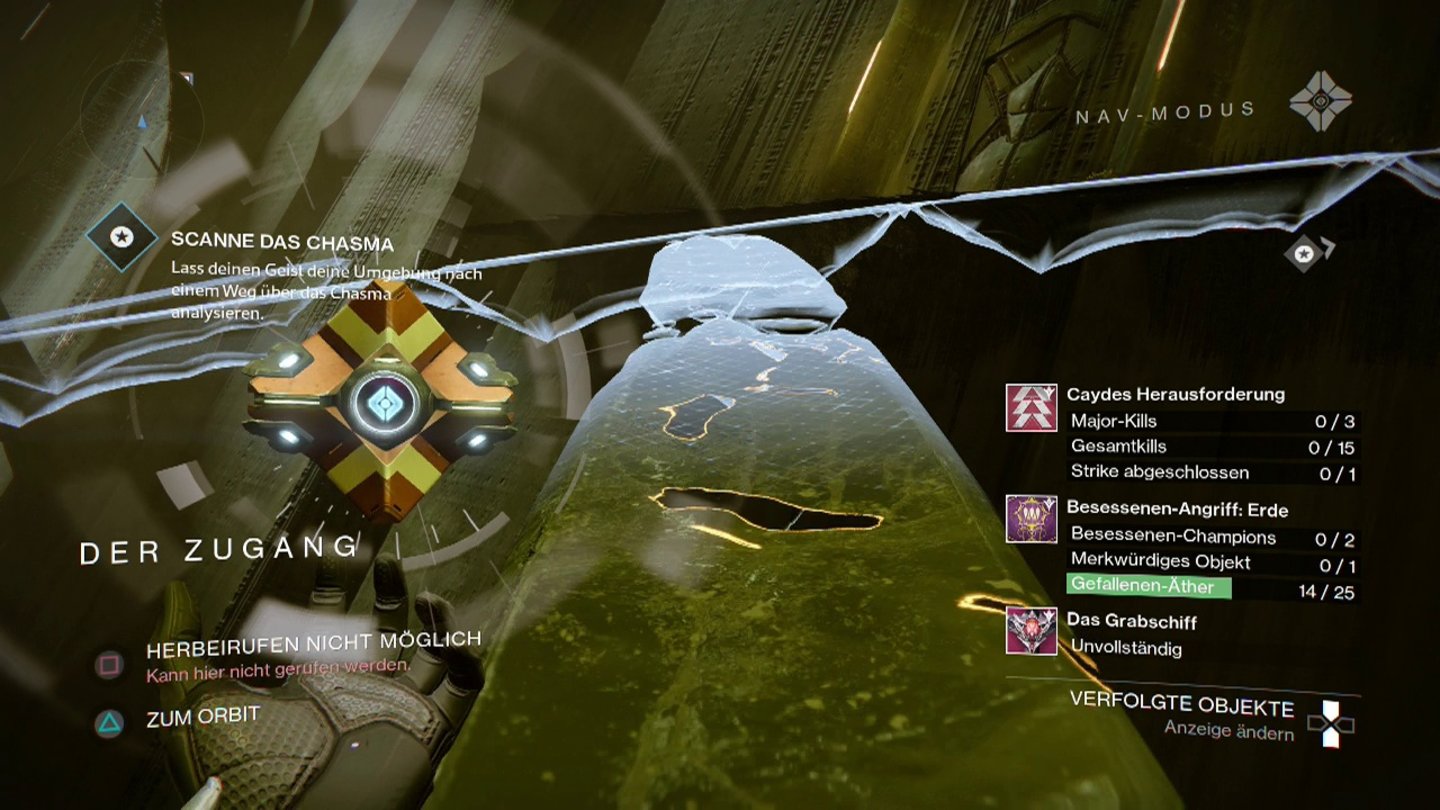 Destiny: The Taken KingMit dem Geist scannen wir die Umgebung, um Brückenfragmente sichtbar zu machen.