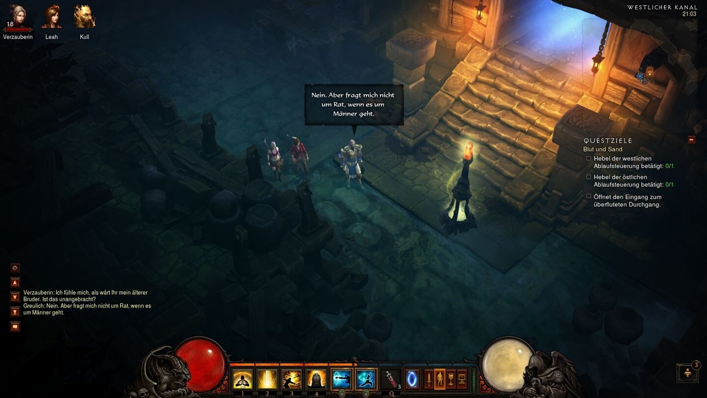 Diablo 3 - Bilder aus der Test-VersionMit lockeren Sprüchen werden die Charaktere in Diablo 3 Sie bestimmt hin und wieder zum Schmunzeln bringen.