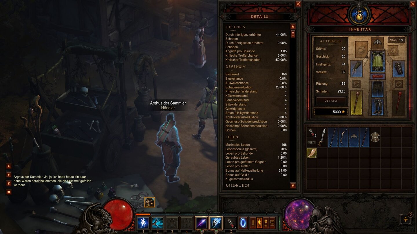 Draussen: FähigkeitspunkteIn Sachen Charakterwerte erwies sich Blizzard als bemerkenswert entscheidungsresistent. Erst waren welche drin, dann waren sie draußen, dann waren sie wieder drin, dann wieder draußen … bei so viel Hü und Hott wurde selbst der geduldigste Gaul meschugge. Inzwischen sind sie übrigens wieder drin, lassen sich aber im Gegensatz zum Vorgänger beim Stufenaufstieg nicht mehr manuell steigern, sondern werden vom Spiel automatisch erhöht. Dadurch kommt der richtigen Ausrüstung tendenziell mehr Bedeutung zu, denn wenn wir einen bestimmten Wert maximieren wollen, müssen wir dazu auf entsprechende Gegenstände zurückgreifen.