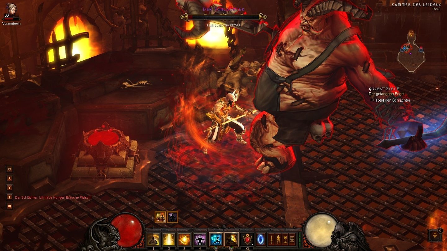 Diablo 3 - Nachtest #1Story-Bossgegner wie der Schlächter werfen vergleichsweise schwache Item-Beute ab.