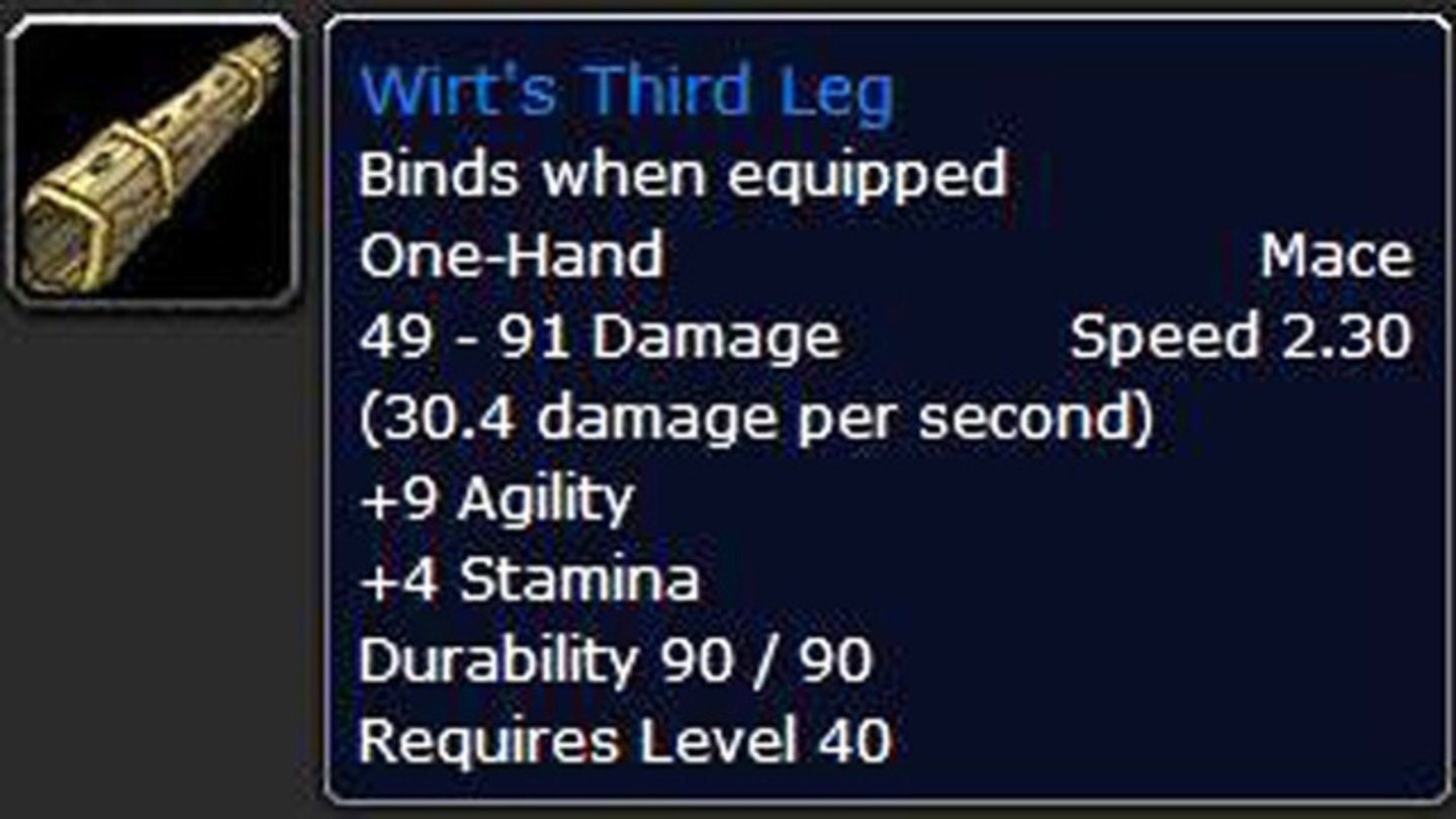 Wussten Sie, dass ...man in World of Warcraft ebenfalls ein Bein von Wirt finden kann? In Piratentruhen liegt mit etwas Glück ein Gegenstand namens »Wirts drittes Bein«.