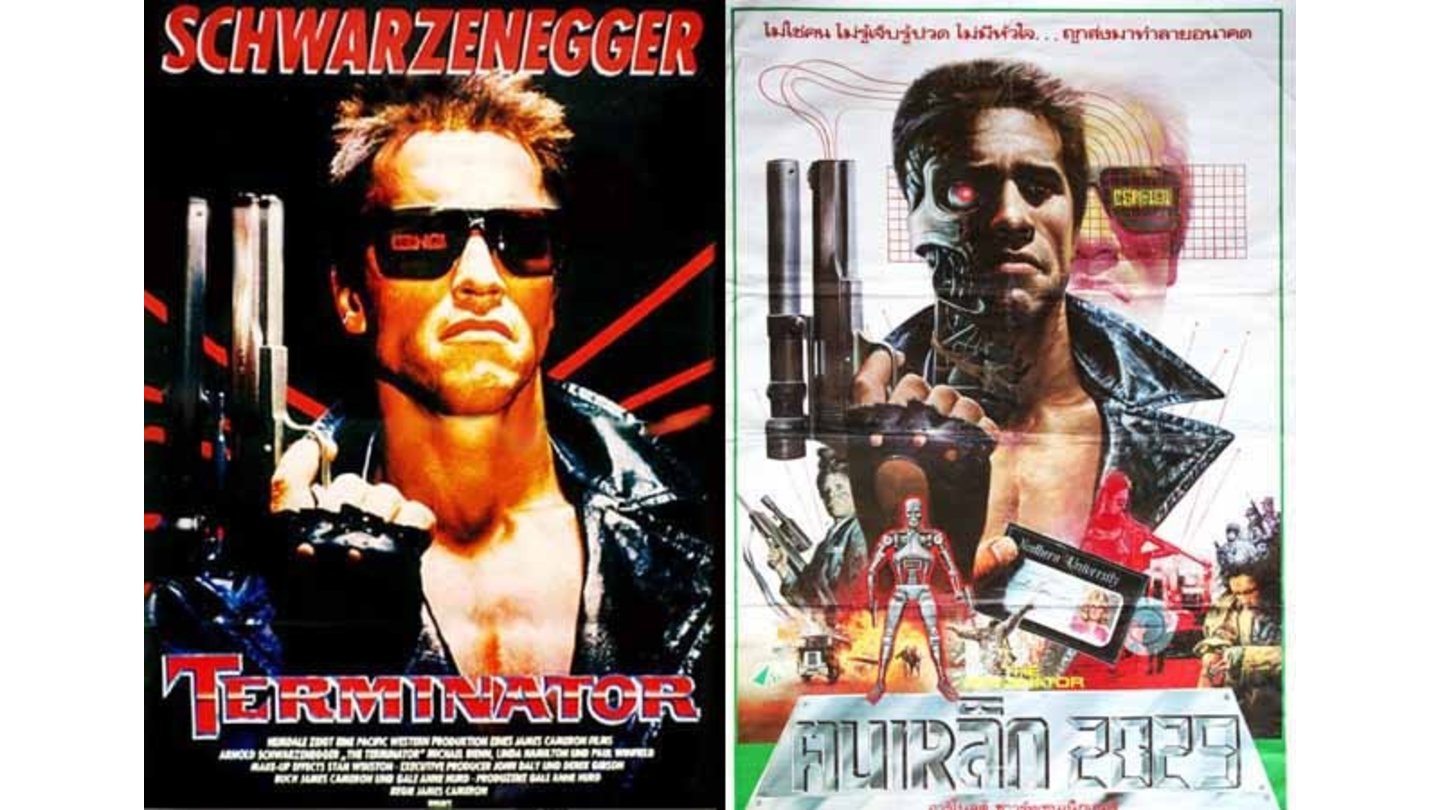 Die kuriosesten Filmposter aus aller Welt: Terminator (links: Deutschland; rechts: Thailand)