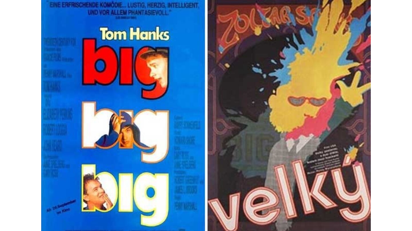 Die kuriosesten Filmposter aus aller Welt: Big (links: Deutschland; rechts: Tschechien)