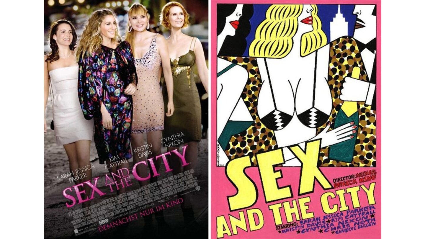 Die kuriosesten Filmposter aus aller Welt: Sex and the City - Der Film (links: Deutschland; rechts: Polen)