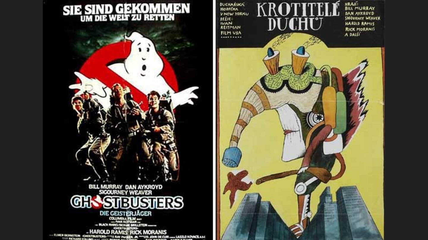 Die kuriosesten Filmposter aus aller Welt: Ghostbusters – Die Geisterjäger (links: Deutschland; rechts: Tschechien)