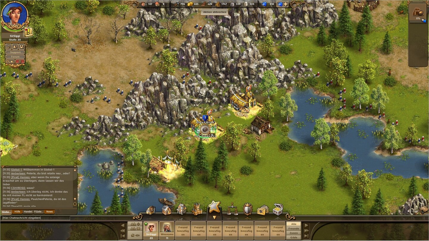 Die Siedler OnlineProduktionsgebäuden können wir mit Extra-Nahrung in den Hintern treten – dann arbeiten sie kurzzeitig schneller.