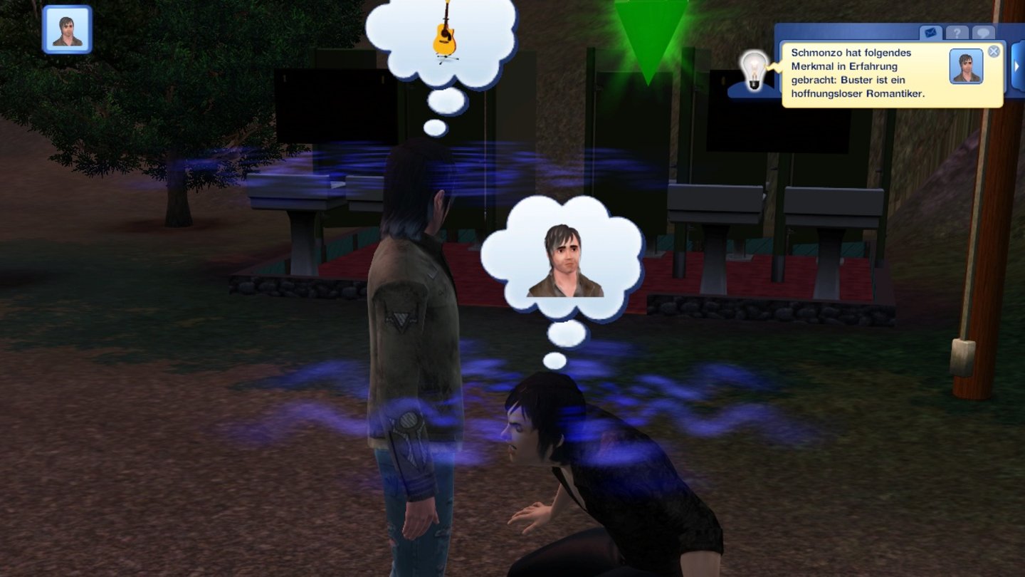 Die Sims 3: Late NightAußerdem kann Schmonzo Gedanken lesen und so Merkmale anderer Sims herausfinden. Fragen Sie uns aber bitte nicht, wo genau er das hier gerade abliest ...