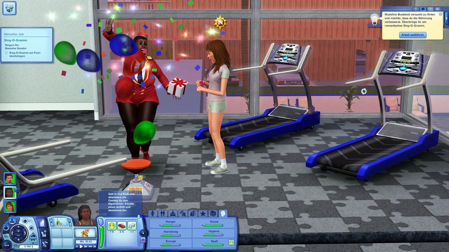 Die Sims 3: ShowtimeJe nachdem, welche Laune der Sim hat, bekommt er einen anderen Gesangsgruß zugestellt.