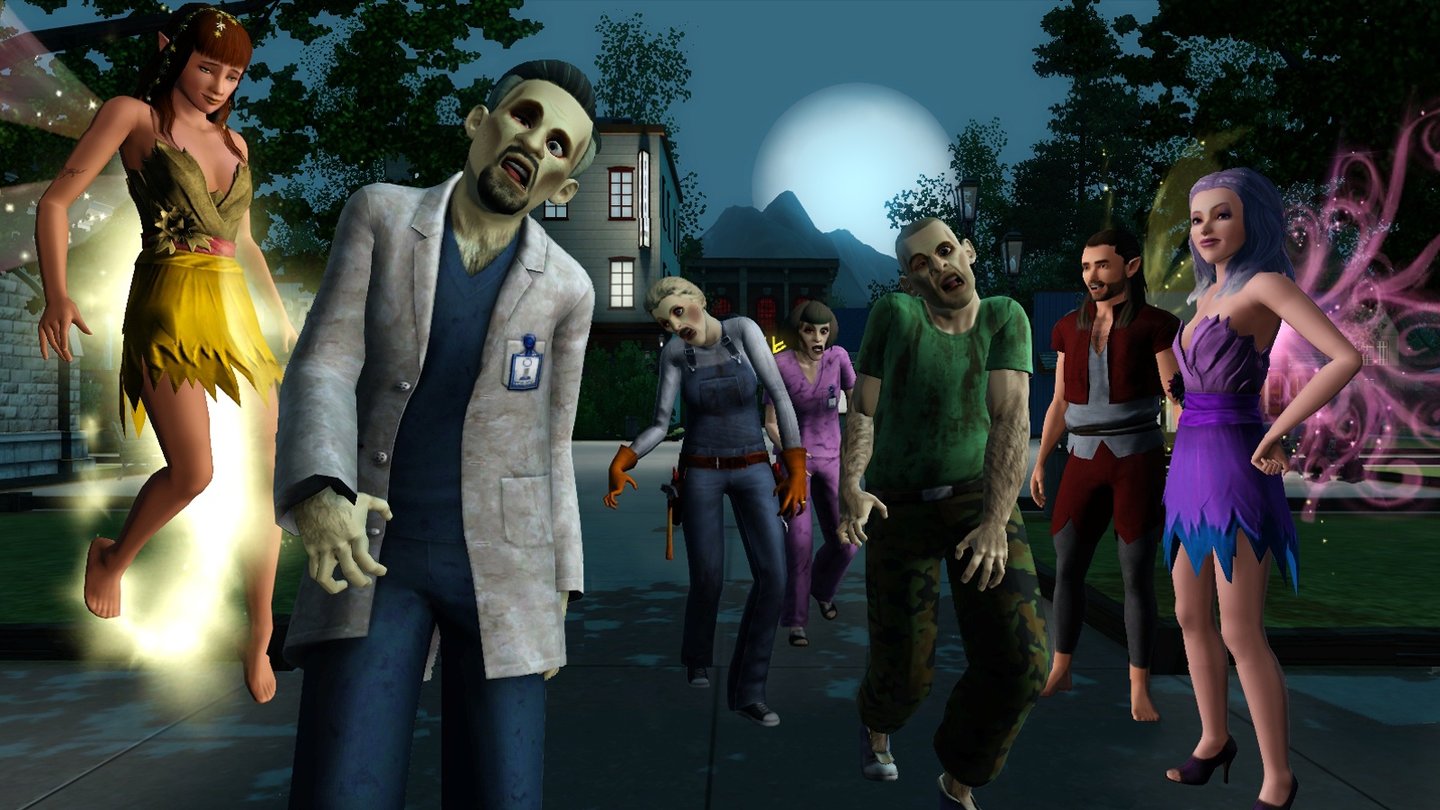 Die Sims 3: Supernatural (2012)
Durch Supernatural wird die Sims 3 um übernatürliche Fähigkeiten und Kreaturen, wie Hexen, Zauberer, Werwölfe und Feen erweitert. Sims können nun auch magische Kräfte und Fähigkeiten lernen.