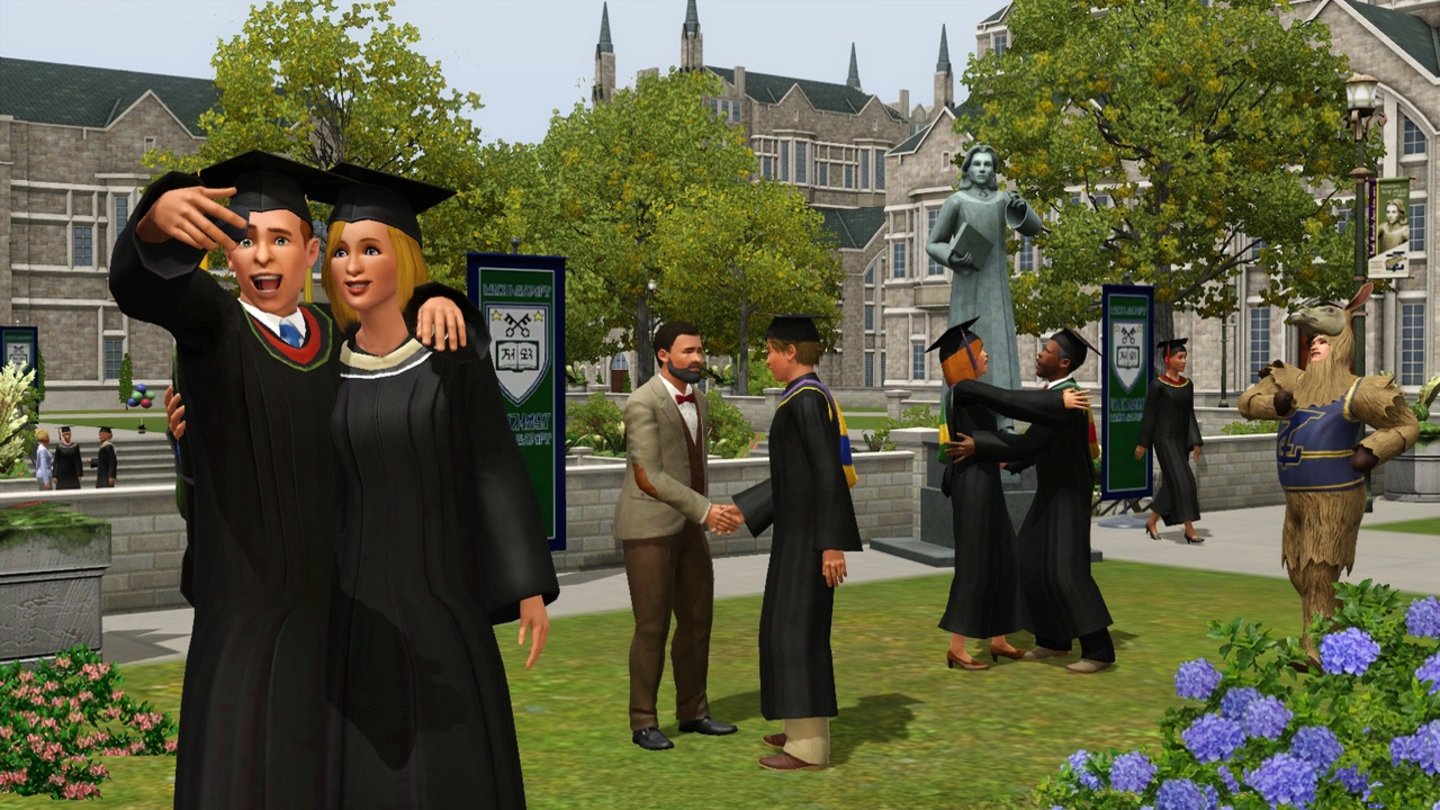 Die Sims 3: Wildes Studentenleben (2013)
Wildes Studentenleben erschien 2013 und bietet den Sims nun auch die Möglichkeit eine Universität zu besuchen. Doch geht es nicht nur darum sich in der Universitätsbibliothek zu verkriechen, sondern auch an Aktivitäten und Partys teilzunehmen.