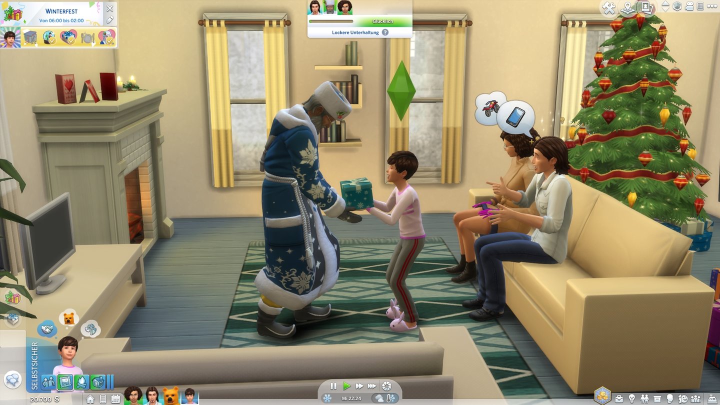 Die Sims 4: JahreszeitenDas Beste an Weihnachten sind immer noch die Geschenke von Väterchen Frost.