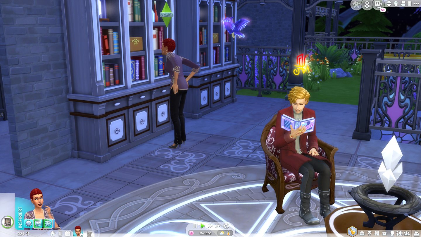 Die Sims 4: Reich der MagieIn der Magierwelt geht nichts ohne eifriges Bücherstudium – selbst für einen Magierweisen.